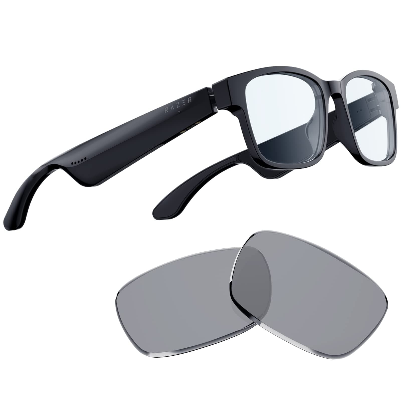 Razer Unisex Anzu Smart Glasses: Blue Light Filtering & Polarized Sunglasses Lenses - Low Latency Audio - Built-In Mic & Speakers - Touch & Voice Assistant Compatible - 5Hrs Battery - Rectangle/Small