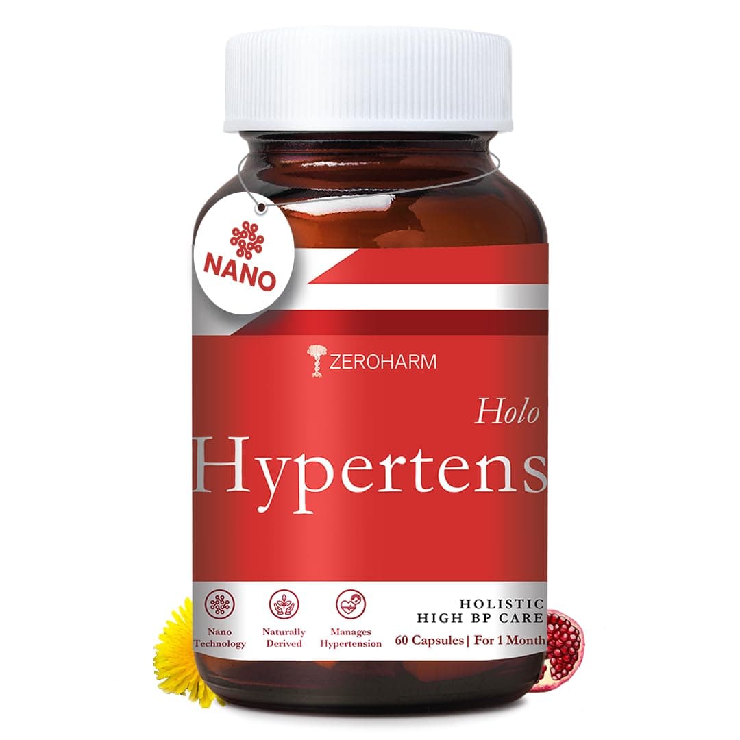 Zeroharm Hypertens | Plant-Based Formula | Supports Healthy Blood Pressure & Cardiovascular Wellness | Reduces Inflammation & Vascular Damage | Promotes Electrolyte Balance | 60 Capsules (1 Pack)