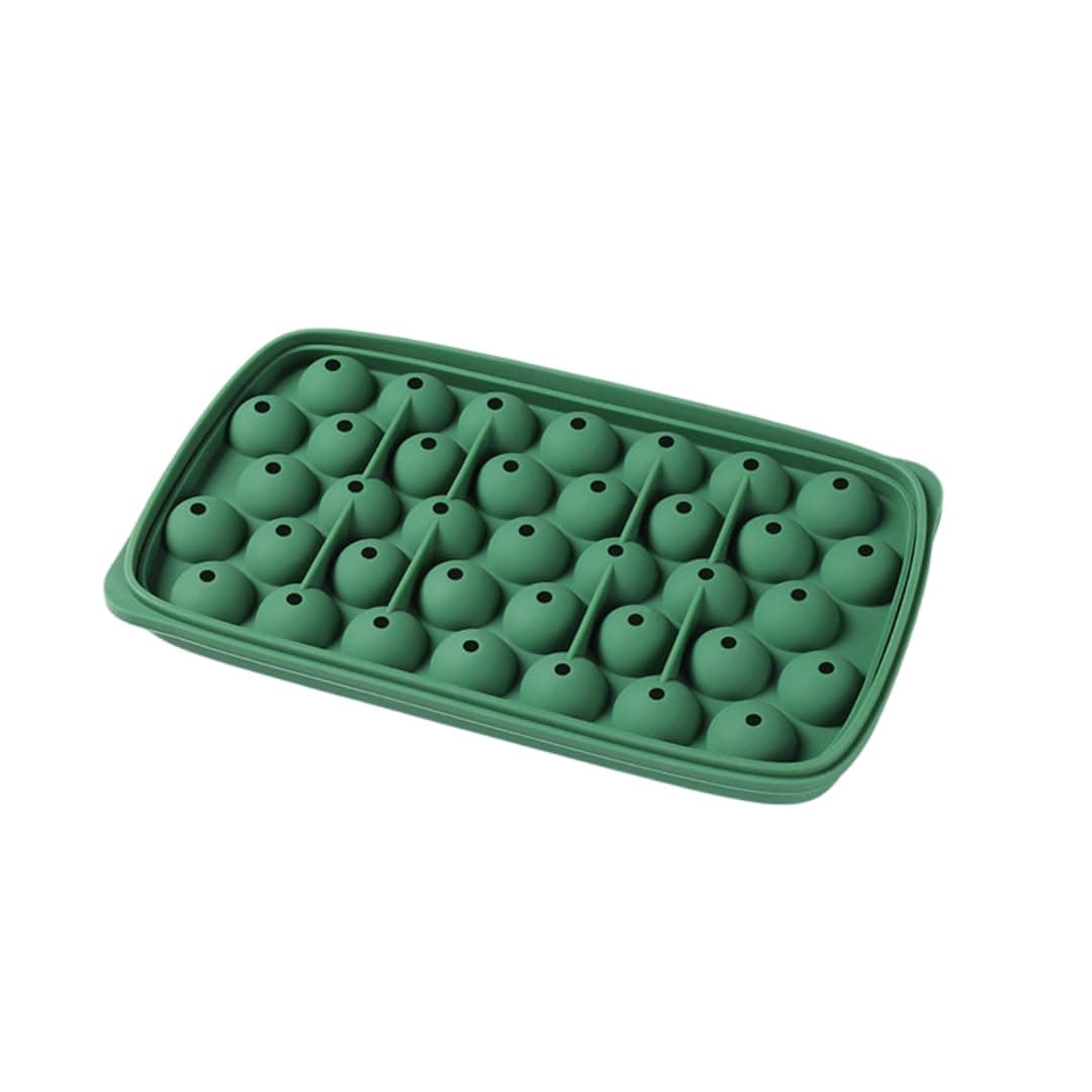 Ice Cube Trays for Freezer Silicone Ice Cube Tray Round Ice Ball Maker, 37 ice Ball Tray Easy-Release Reusable Ice Cube Ball in Organizer Bins or Ice Bucket for Cocktail bar or Iced Coffee Cup