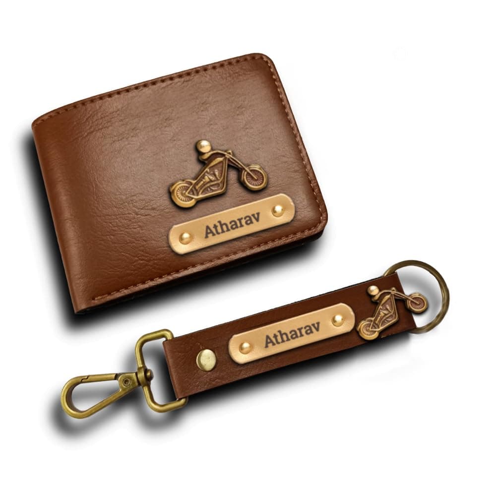 The Unique Gift Studio Leather Wallet for Men and Boys Customized Wallet Customised Gifts for Men | Personalized Combo with Keychain (Brown Color)
