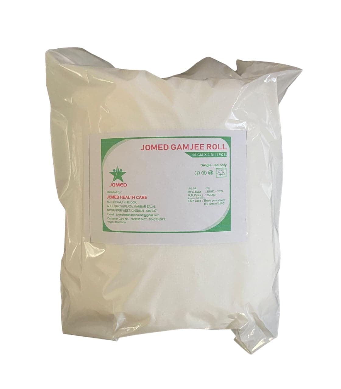 JOMED - GAMJEE ROLL Non-Sterile Gamjee Roll 15 cm x 3 mts - (Pack Of 2) …