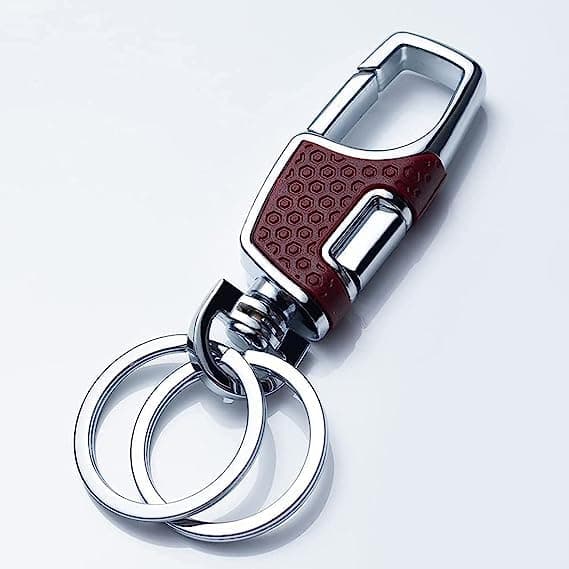Stealodeal Red Hook Dual Ring Metal Car/Bike Men & Women Keychain (Keyring)
