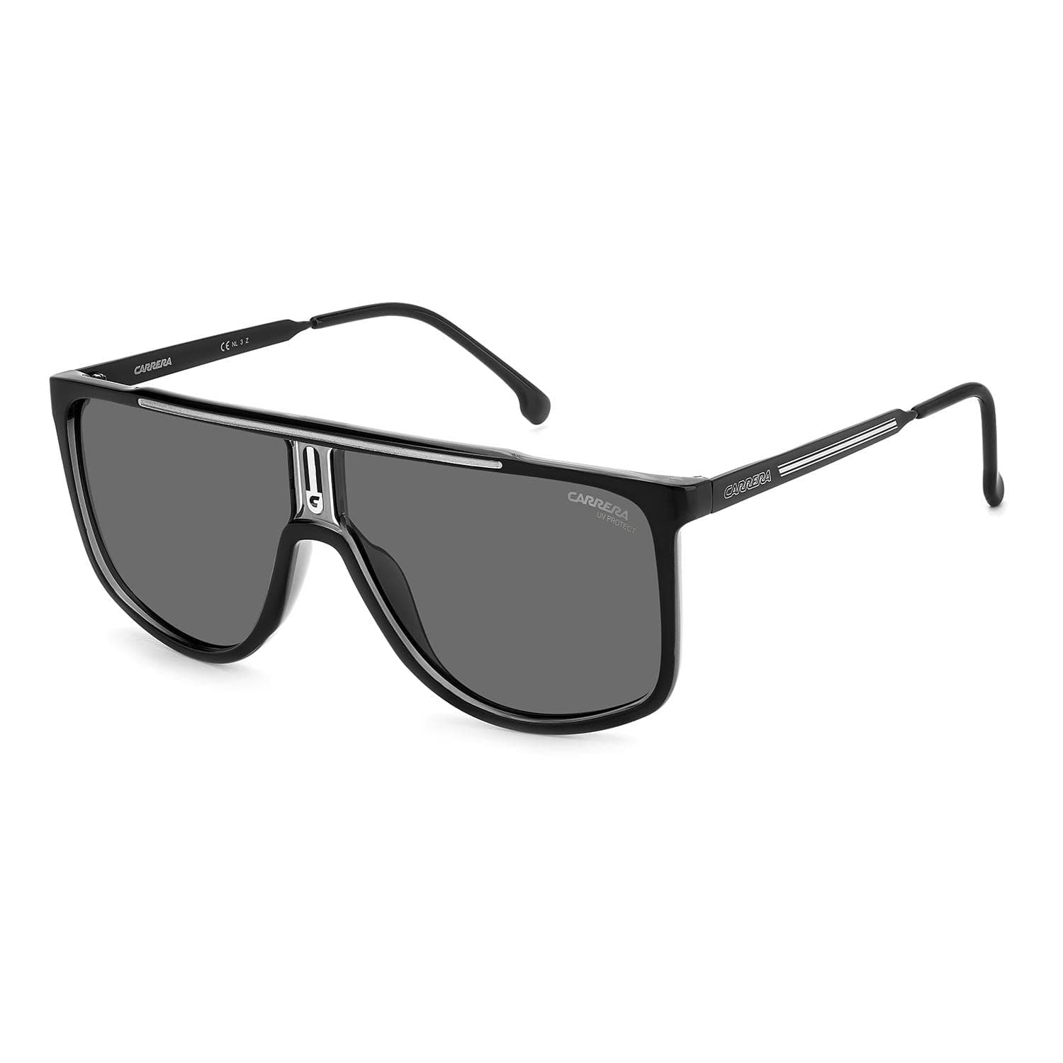 Carrera Men's Polarized Metal Grey Lens Glass Rectangular Sunglasses 205782