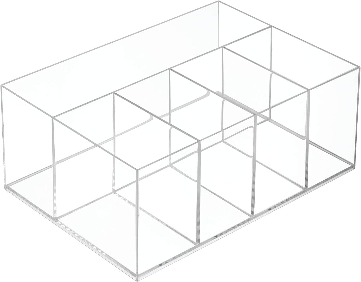 SHARMA PLASTICS Acrylic Makeup Organizer Caddy Bin with 5 Sections for Bathroom Vanity Countertops or Cabinet: Stores Makeup Brushes, Eye and Lip Pencils, Lipstick, Lip Gloss, Concealers