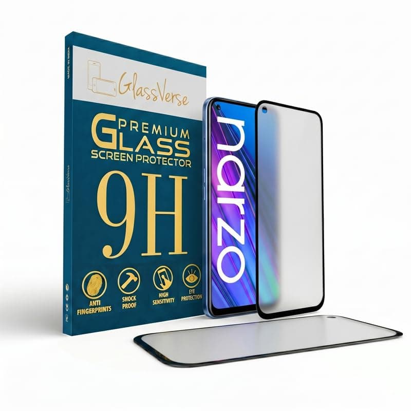 GlassVerse D+ Matte Tempered Glass With 18H Hardness For Realme Narzo 30 Pro (Pack Of 2) with Free Installation Kit Full screen Coverage Free Replacement If Received Damaged - 6.5 inch