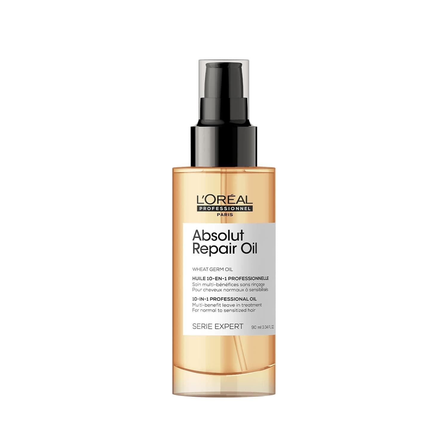 L'Oreal Professionne l Absolut Repair 10-in-1 Serum for Dry & Frizzy Hair | 13x resistance to hair damage| Provides softness and shine | Lightweight With Wheat Germ Oil, 90ml