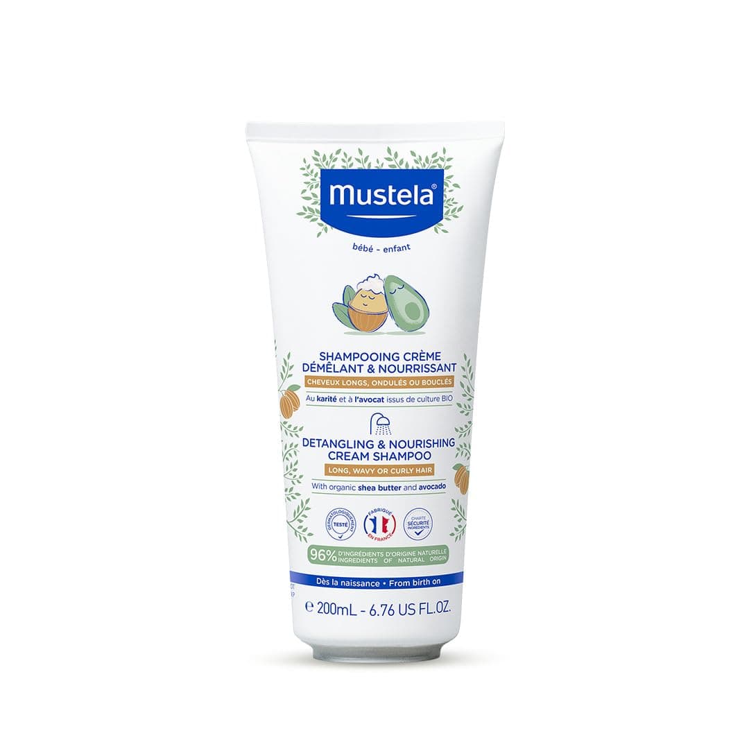 Mustela Detangling & Nourishing Cream Shampoo for Babies – With Shea Butter & Avocado – For Curly & Frizzy Hair – Hypoallergenic & Dermatologist-Tested – 200ml
