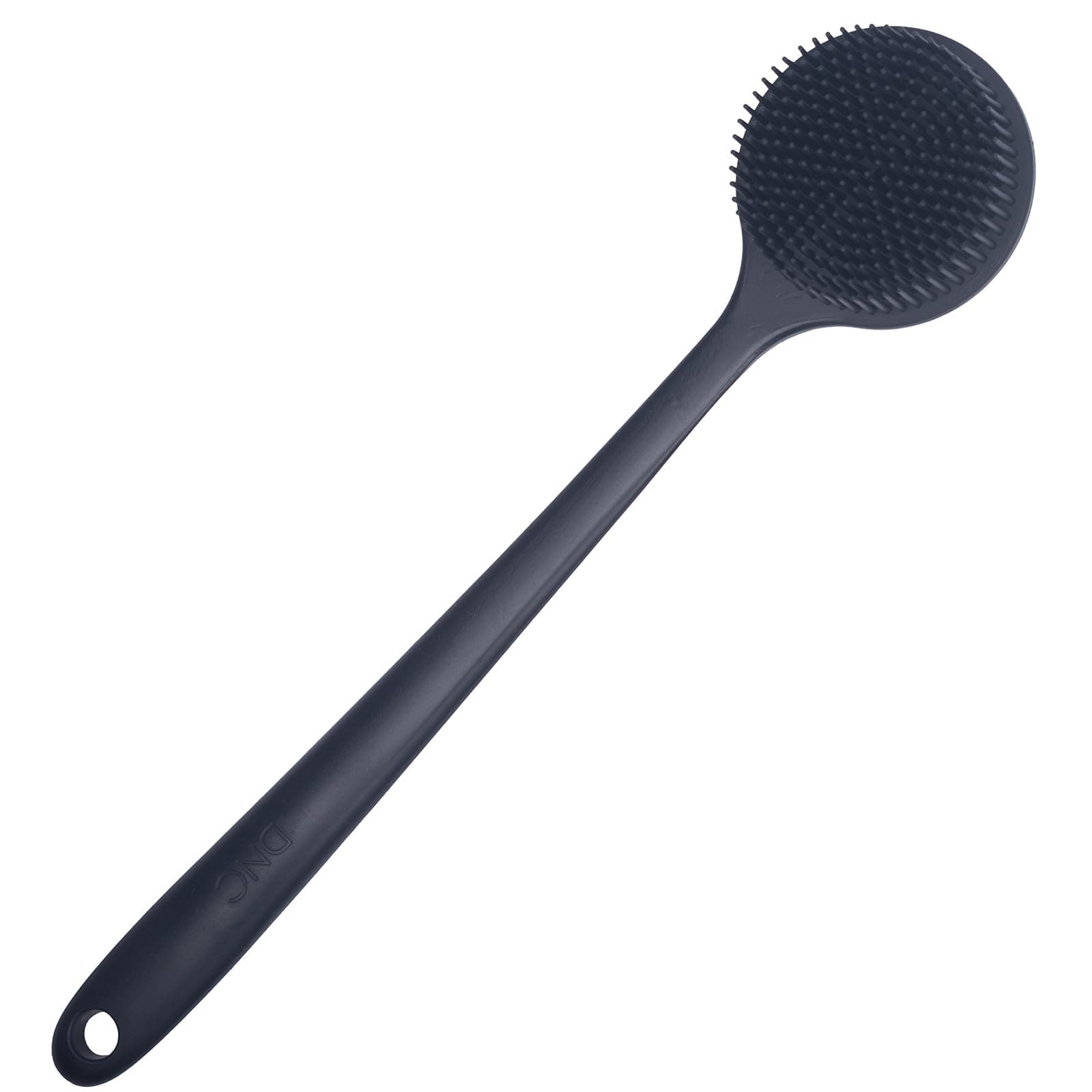 DNC Back Scrubber for Shower Soft Silicone Bath Body Brush with Long Handle, BPA-Free, Hypoallergenic (Black)