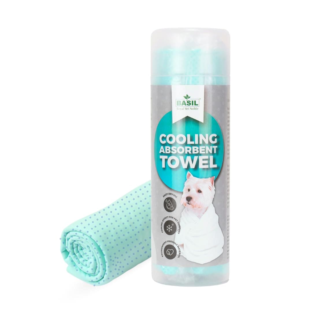 Basil Microfiber Ultra-Soft, Quick-Absorbent & Cooling Towel for Pets | Eco-Friendly, Fast-Drying Bathing Towel for Dogs & Cats of All Breeds | Perfect for Travel & Outdoor Uses | Green | Pack of 1