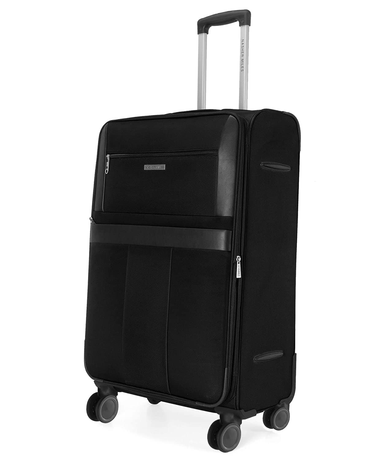 Nasher Miles Toledo Expander Soft-Sided Polyester Check-in Luggage Black 24 inch |65 Trolley Bag