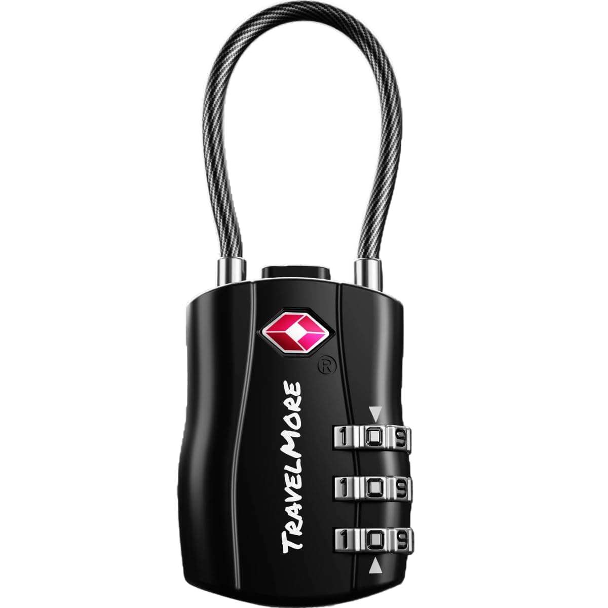 TSA Approved Travel Combination Cable Luggage Locks for Suitcases & Backpacks - 1 Pack of Black TSA Lock by TravelMore