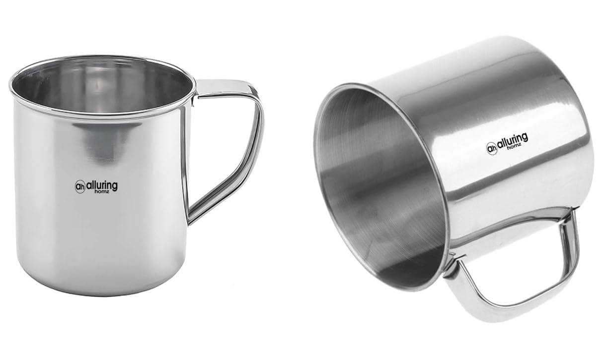 Alluring Homz Premium Stainless Steel Single wall Mug/Tea & Coffee/Water, Cups | Multipurpose for Kitchen/Outdoor/Homz Capacity - 250 ML (2 piece)