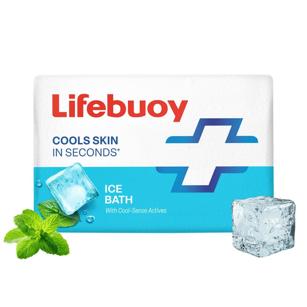 LIFEBUOY Ice Bath Soap Combo Pack of 5, 125g each, for Rapid Heat Relief, with Menthol and Cool Sense Actives, Refreshing Fragrance, Designed for Indian Summer, for Men and Women