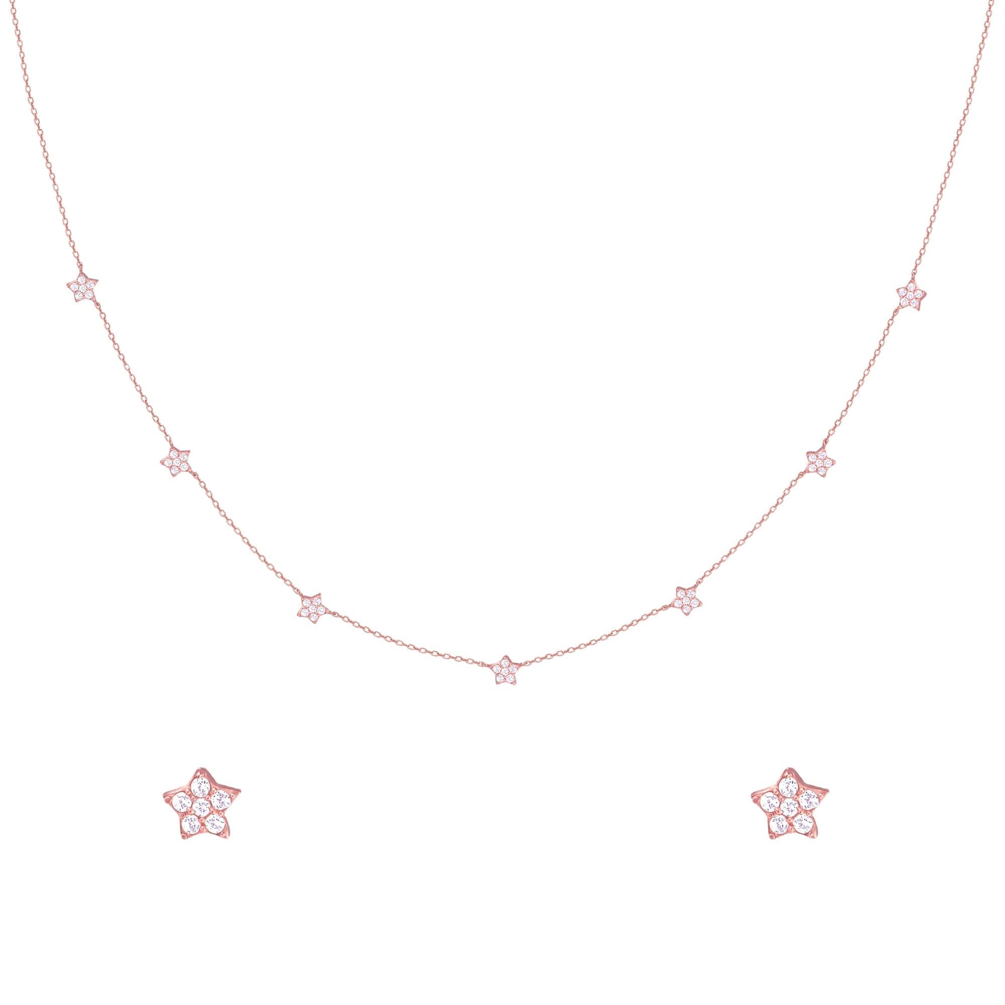 GIVA 925 Silver Rose Gold Star Constellation Pendant & Earrings Set|Gifts For Girlfriend,Gift Sets Valentine Gift For Girlfriend Wife Women & Girls Of Authenticity And 925 Stamp|6 Month Warranty