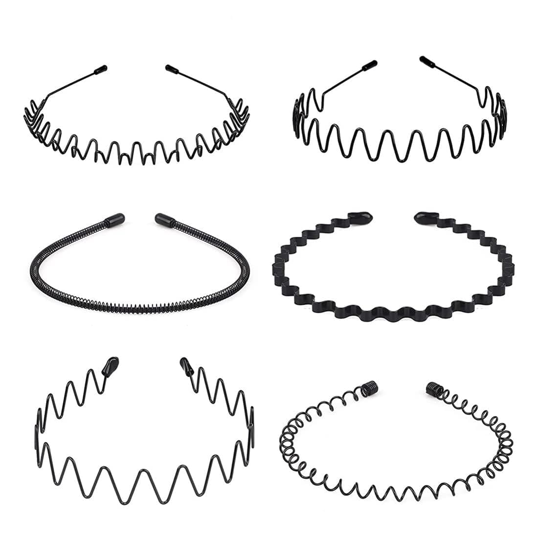 Shining Diva Fashion Black Metal Hair Band for Men Boys Women Girls Kids 6 Pcs Combo Hairband Headbands Sports Yoga Face Wash Facial Hair Accessories (15905HB)