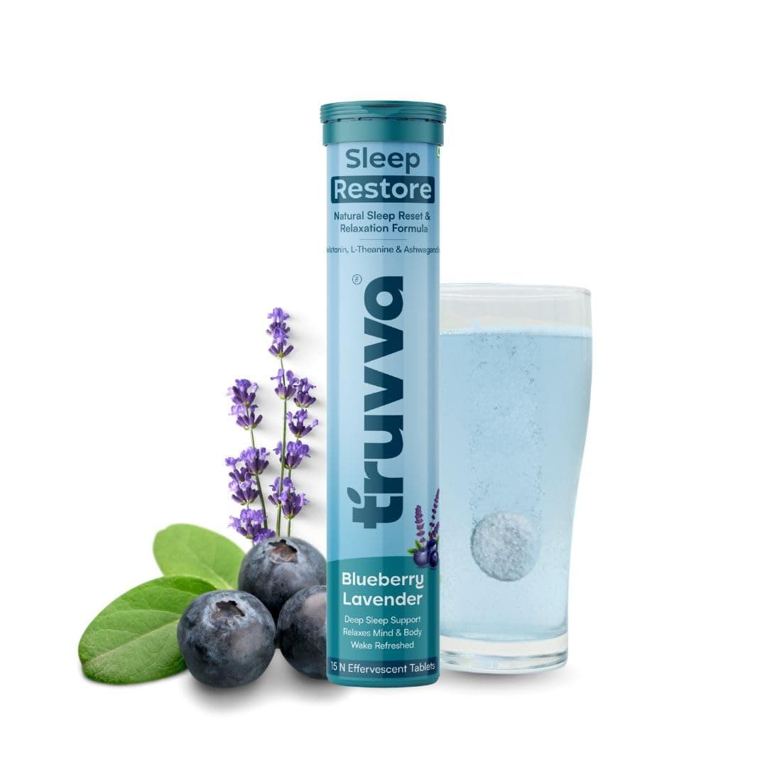 Truvva Sleep Restore Effervescent 15 Tablets | Blueberry Lavender Flavor