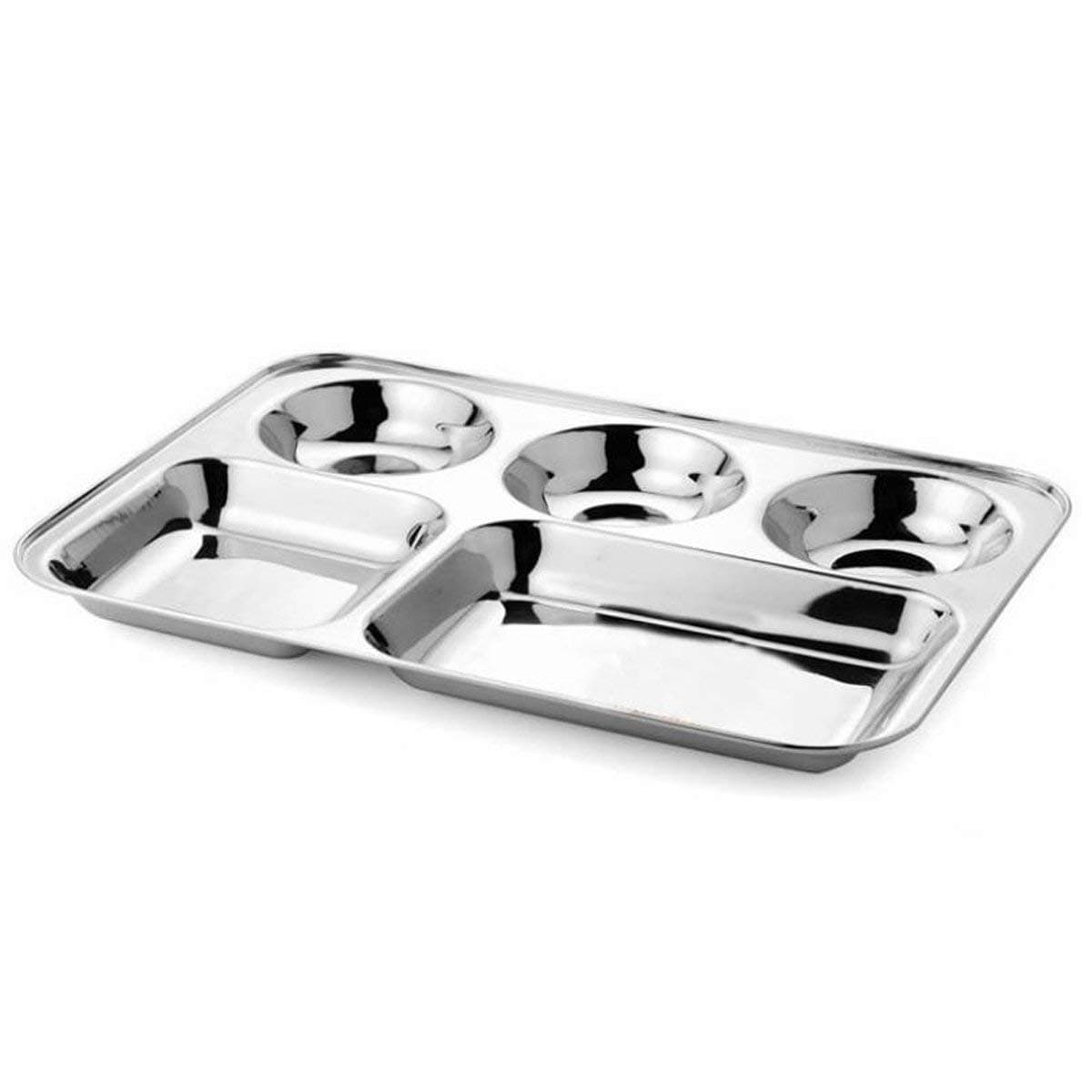 YOZTI Steel Partition Plate 5 in1/Bhojan Thali/Compartment Plate/Steel Thali/Dinner Plate