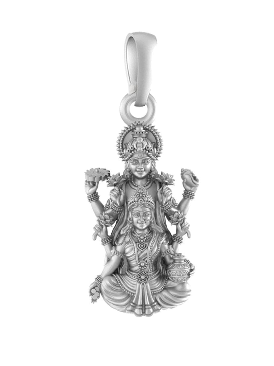 Akshat Sapphire Sterling Silver (92.5% purity) God Vishnu Laxmi (Big Size) Pendant for Men & Women Pure Silver Lord Vishnu Lakshmi (Big Size) Locket for Good Health & Wealth