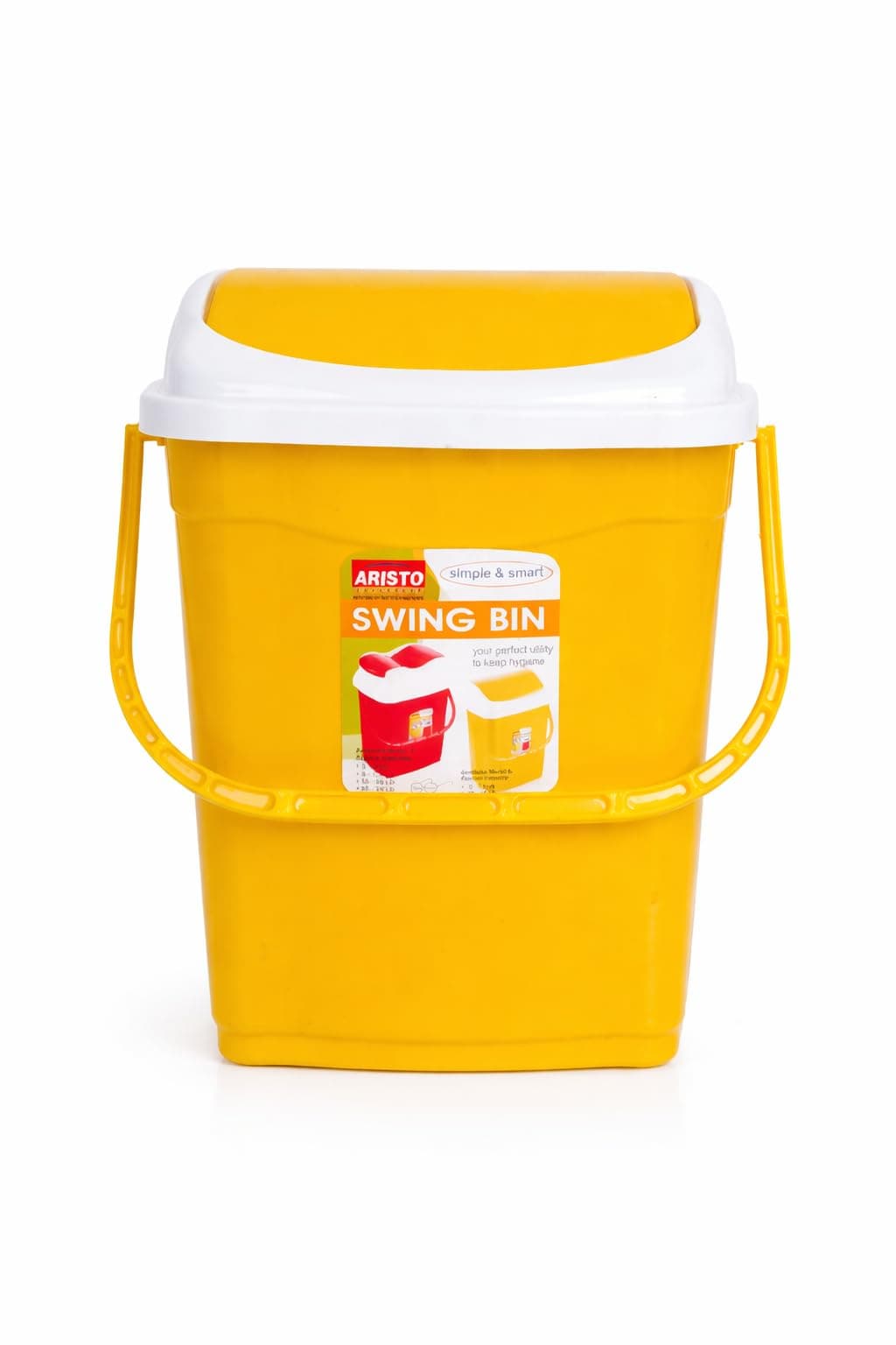 ARISTO Small Plastic Swing Dustbin,16 Ltr Yellow