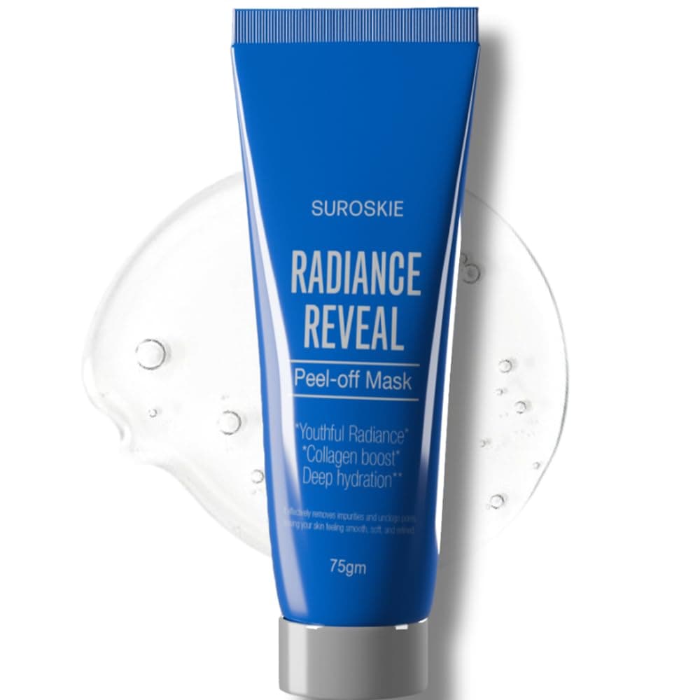Suroskie Radiance Reveal Peel Off Mask 75G | Honey, Milk Protein & Collagen | Hydration, Brightening, Instant Glow & Plumped | Korean Inspired Skin Care| Peel Off Face Mask For Men & Women