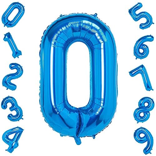 Atpata Funky Blue Number Foil Balloons for Numeric Milestone Parties