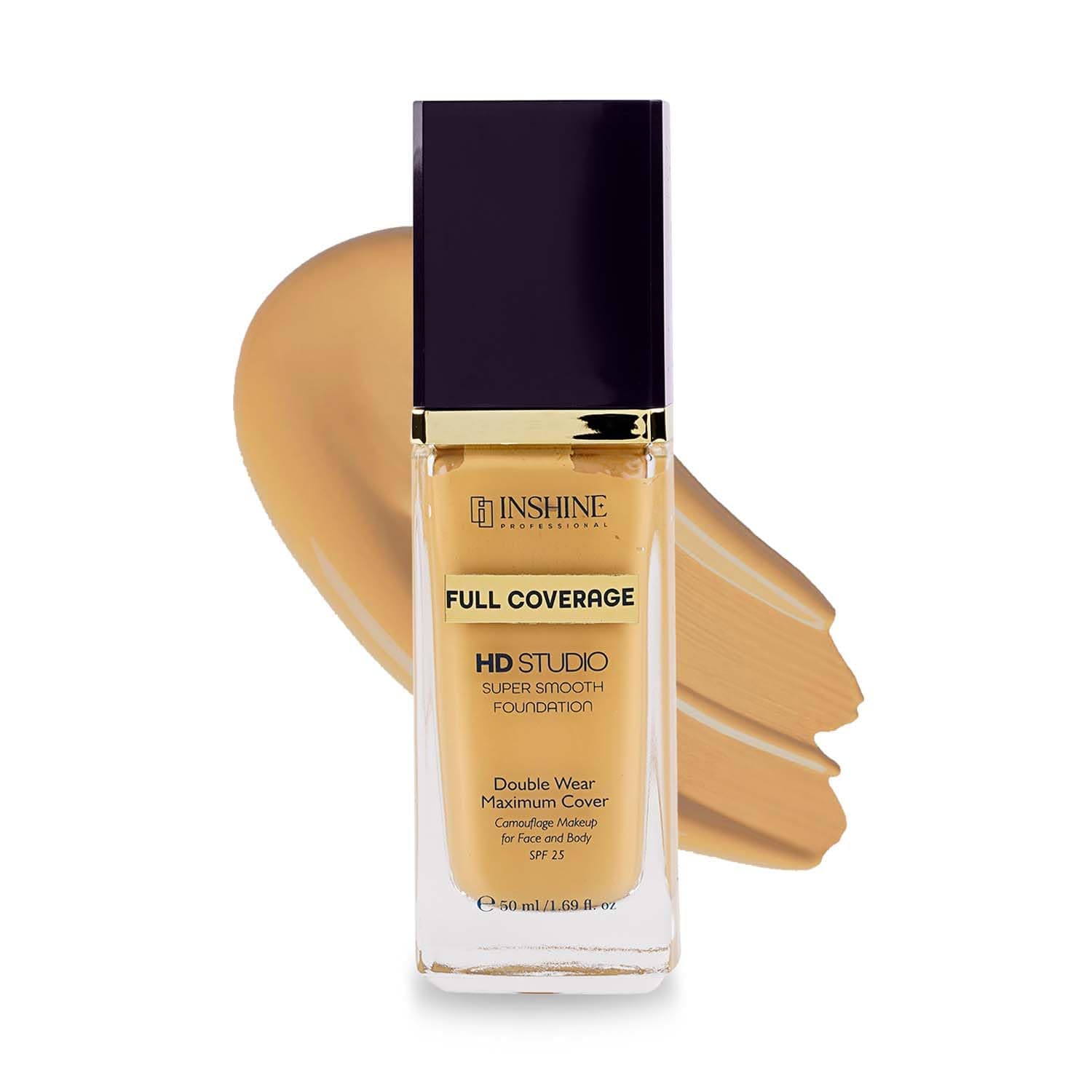 INSHINE Inshine Professionals HD Studio Full Coverage Foundation Cream | Super Smooth Double Wear Maximum Cover SPF 25, 50ml (803 Natural Buff)