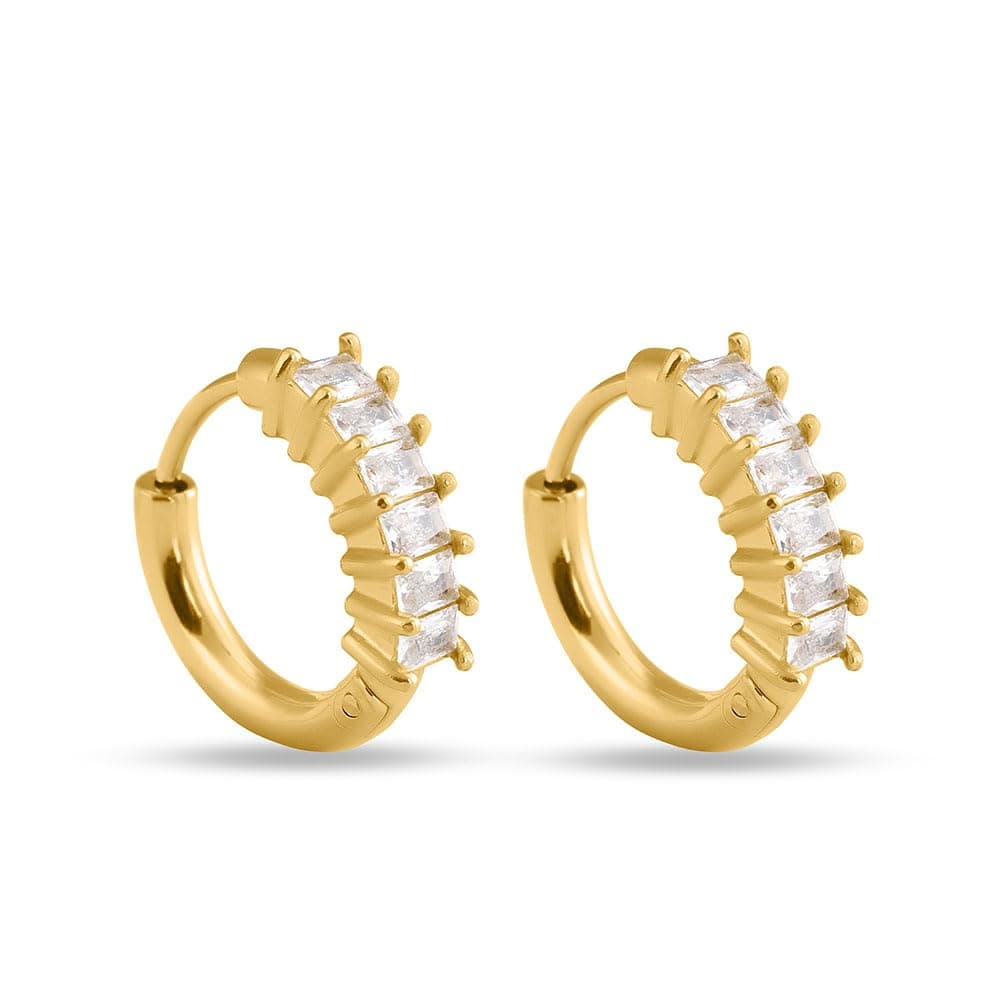 PALMONAS Gold Stone Studded Hoop Earring for Women - Gift for Girls & Women | Waterproof & Anti-Tarnish Earrings