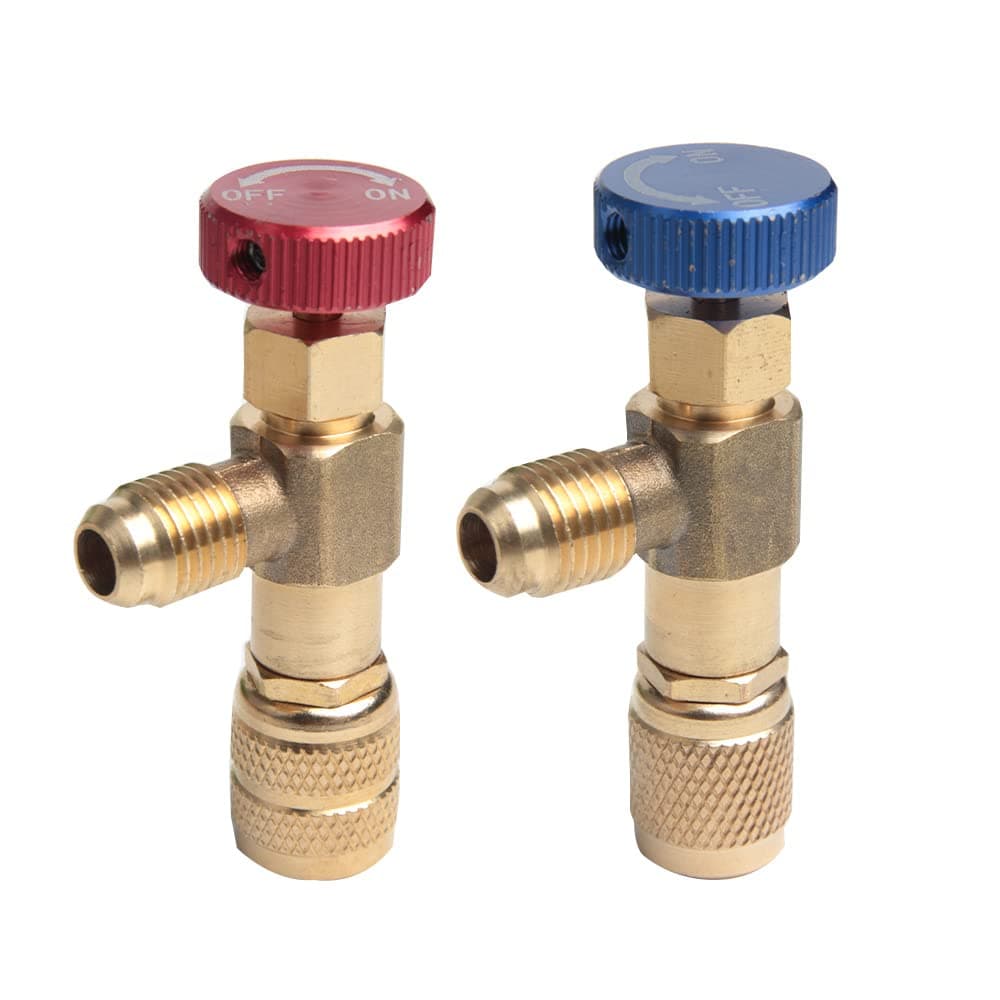 Opexicos 2Pcs Multifunctional R22/R410A Refrigeration Charging Adapter,Air Conditioning Charging Valve 1/4" SAE Male To 5/16"SAE Famale Safety Adaptor