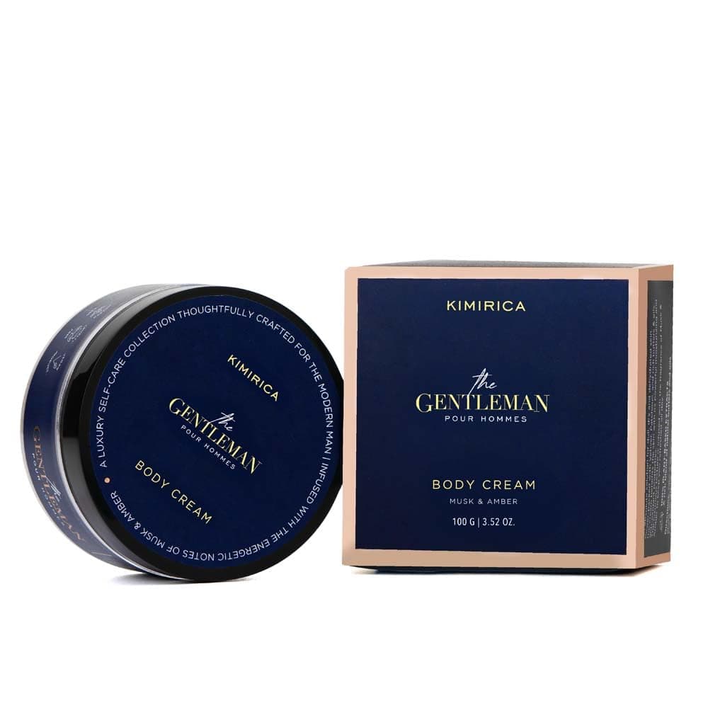 Kimirica The Gentleman Niacinamide Intense Hydration Body Cream | Best for Rough & Flaky Skin | High-Performance Blend of Hyaluronic Acid with Natural Butters & Oils | Perfumed with Musk & Amber