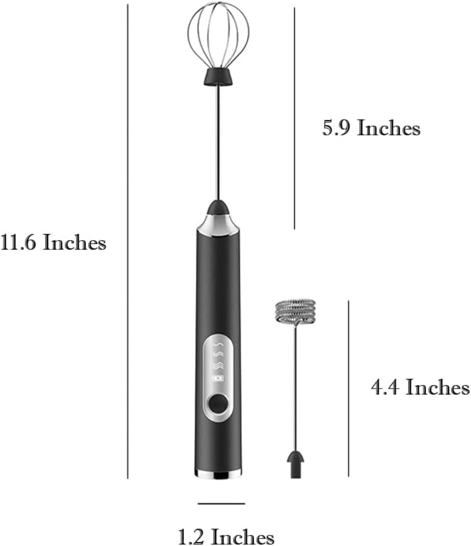 Mrowzeex USB Rechargeable Electric Foam Maker - Handheld Milk Wand Mixer Frother for Hot Milk, Hand Blender Coffee, Egg Beater (Black)