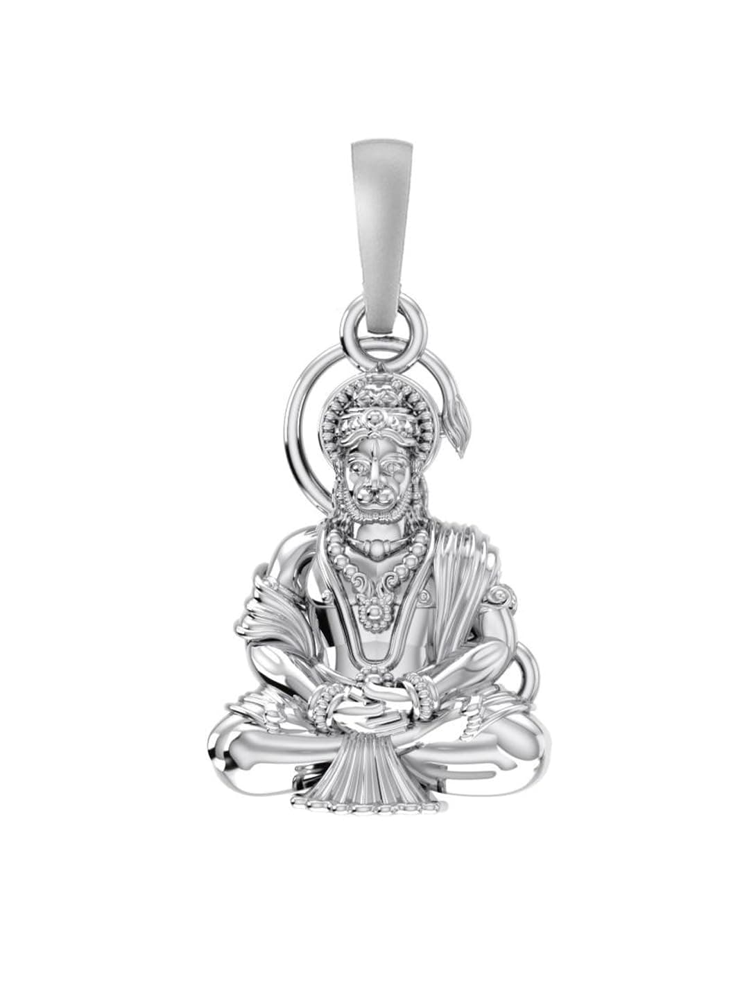 Akshat Sapphire Sterling Silver (92.5% purity) God Hanuman Pendant for Men Pure Silver Lord Bajrang Bali (Big Size) Locket for Good Health & Wealth