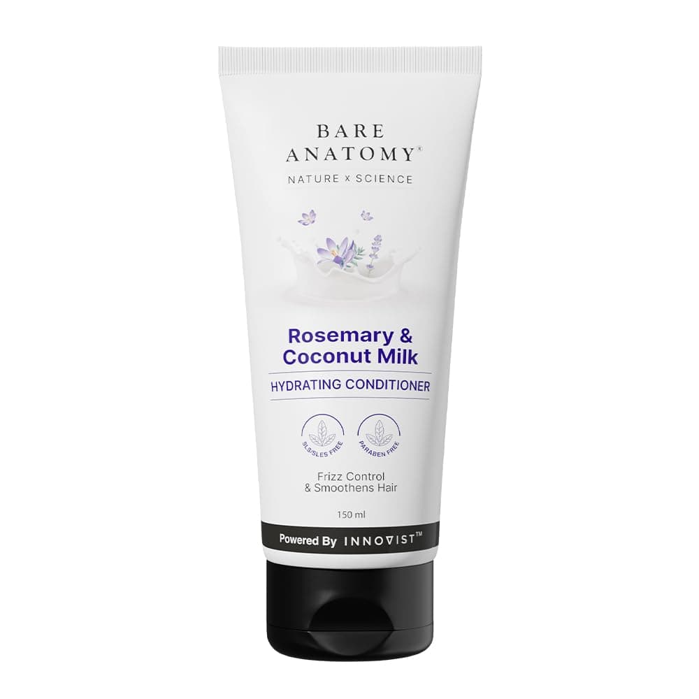 Bare Anatomy Nature X Science Rosemary & Coconut Milk Hydrating Conditioner|Natural Conditioner For Dry, Dull & Frizzy Hair|Sls & Paraben Free Conditioner For Women & Men|150 millilitre (Pack of 1)