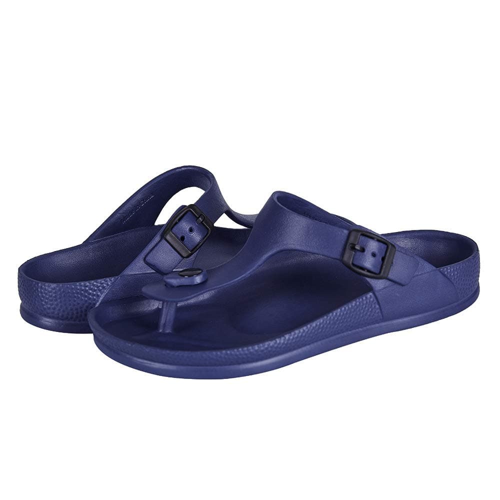 FUNKYMONKEY Sandals for Womens Adjustable Flip Flops with Arch Support, Navy, 7