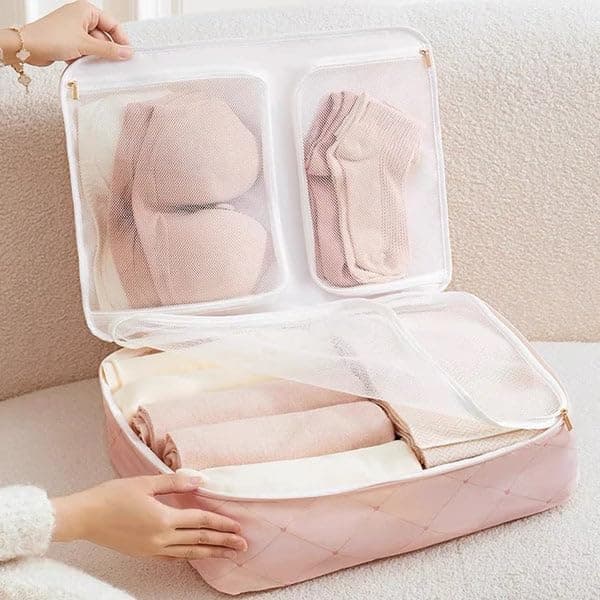 TOCINGO Pink Travel Organizers Packing Cubes Luggage Organizers Compression Pouches 3 in 1 Travel Clothes Storage Bag