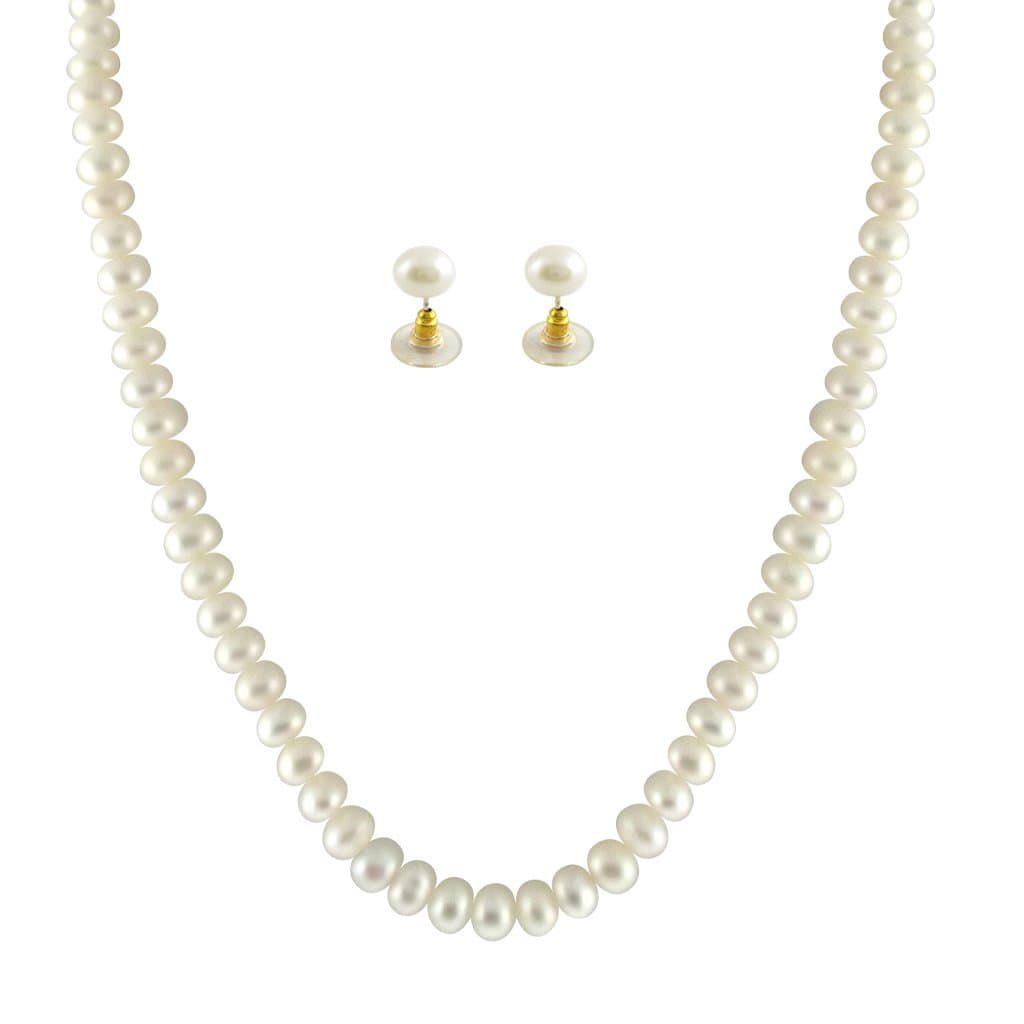 Sri Jagdamba Pearls Dealer Single Line White Pearl Set for Women