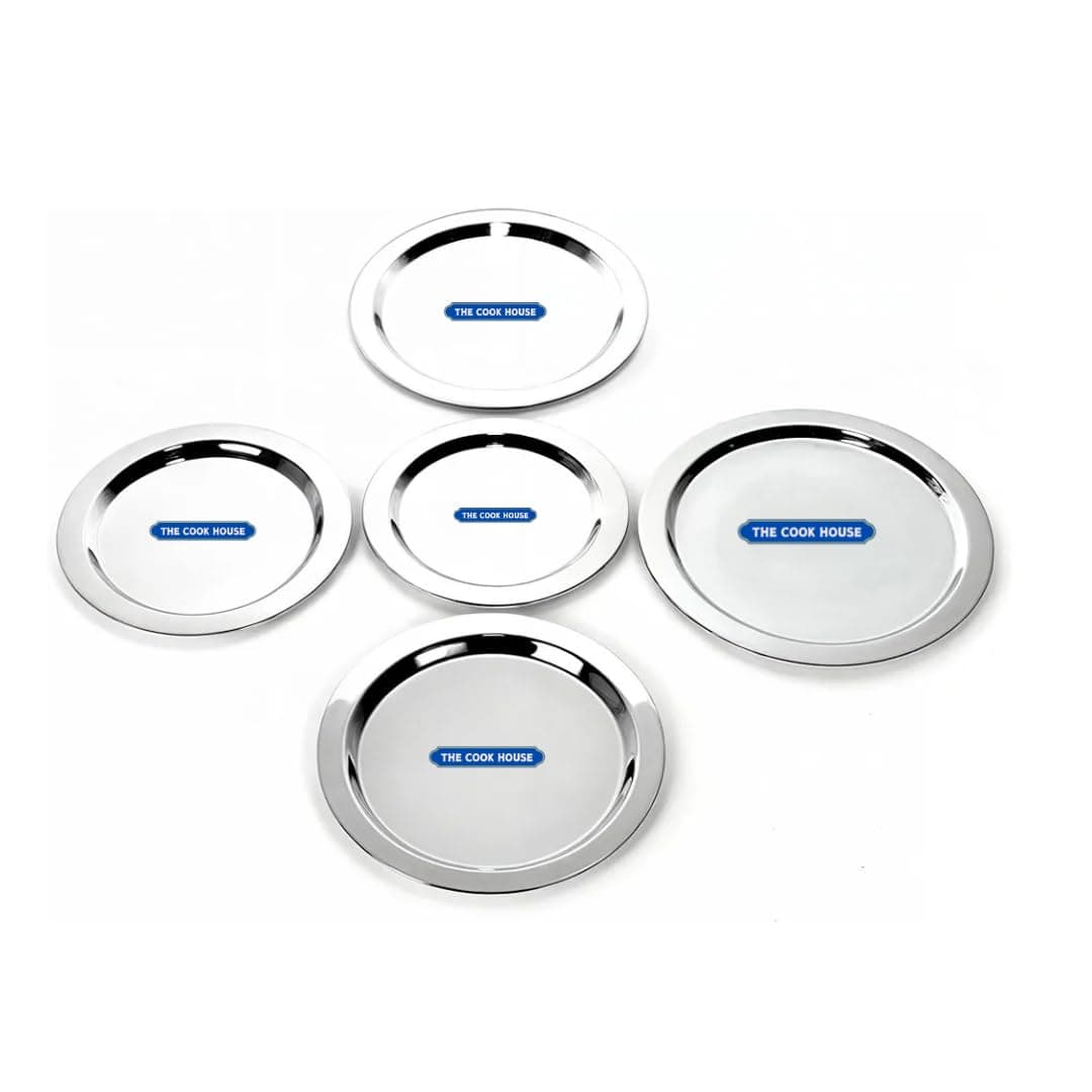 The Cook House - Stainless Steel Lid Set for Kitchen Utensils | Round Steel Ciba/Lid | Tope, Kadhai, Pan, Pot, Cheeba, Dhakan Cover/Chiba Set | Set of 5 (13 CM, 14 CM, 15.5 CM, 17 CM, 18 CM)