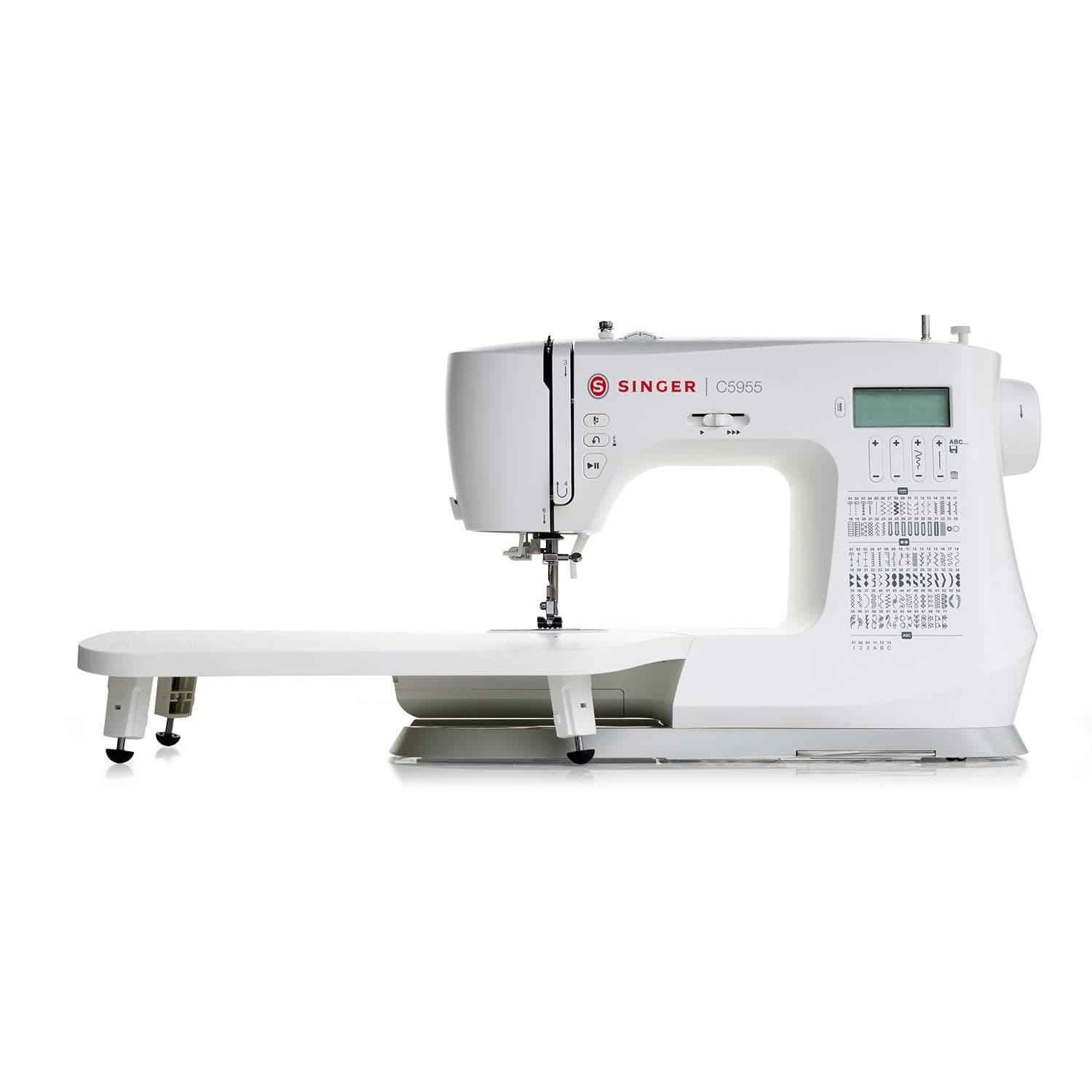 SINGER C5955 Computerized Sewing Machine | LCD Display | 200 Built-in Stitches | 850 SPM High-Speed Motor | Speed Control | Needle Up/Down | Extension Table | Easy Top-Loading Bobbin