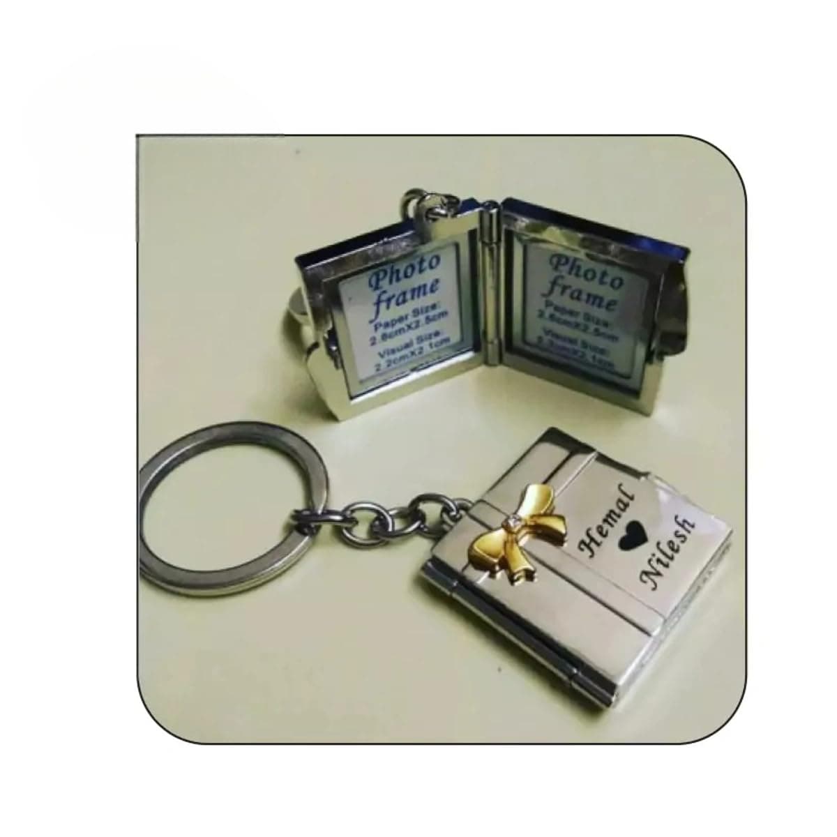 IMW ITSMYWAY GIFT Personalized Metal Square Photo Frame Keyring | Custom Engraved Photo Key Chain for Men & Women |