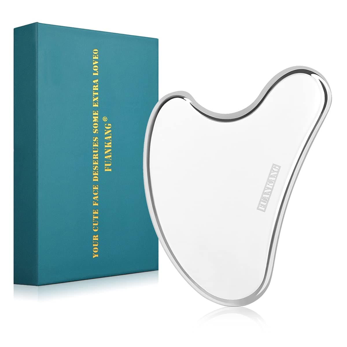 FUANKANG Gua Sha Facial Tools Stainless Steel Scraping Massage Tool For Face Stainless Steel Gua Sha Tool With Travel Pouch- (Y)