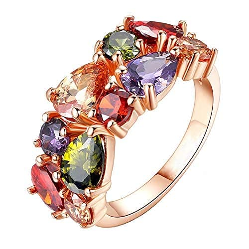 Fashion Frill Cubic Zirconia Ring for Women - Rose Gold Finger Jewelry for Girls - Valentine Gift for Wife Girlfriend - Promise Ring