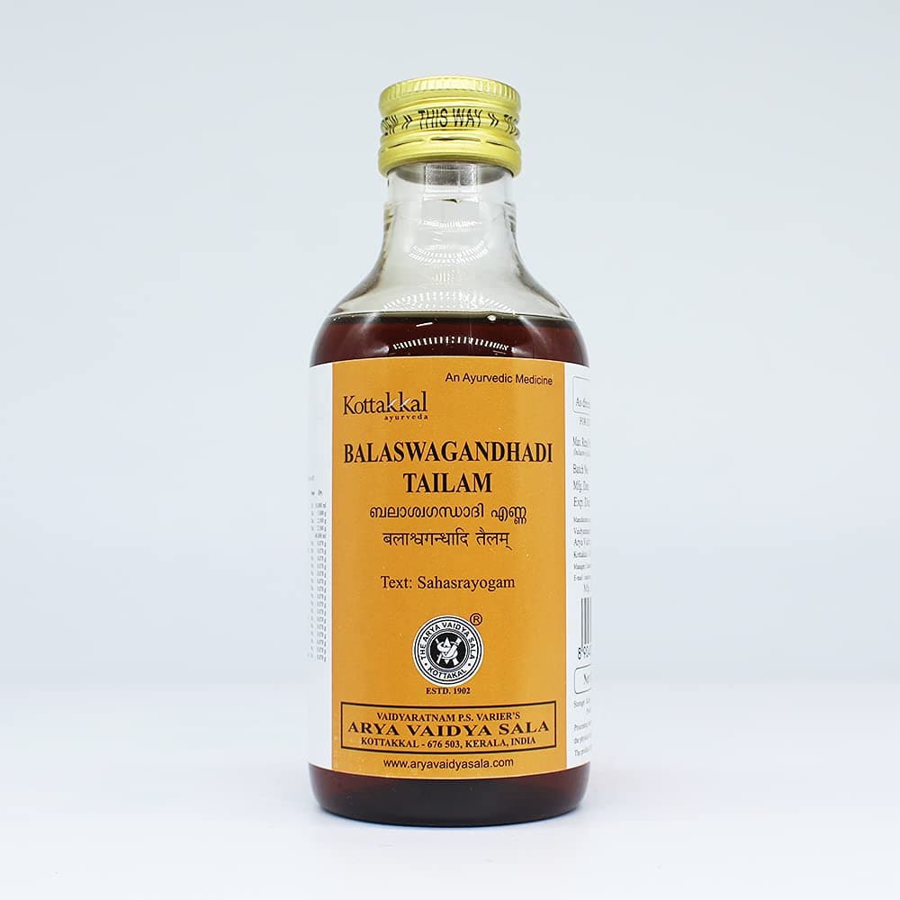 Balaswagandhadi Tailam-200ML, (Pack Of 1), Of Arya Vaidya Sala Kottakkal and get Golden Oldie Herbs®, Sukanthi Pills-1gm