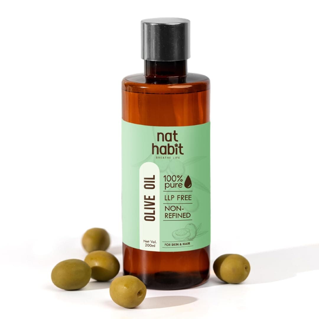 Nat Habit 100% Pure Olive Oil For Skin & Hair, Non-Refined, Chemical Free & Preservative Free - 200 ml