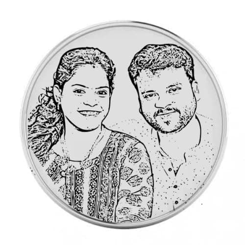 Photo Engraved Silver Coin - (10 Grams - 999 Pure Silver) | Personalised coin for valentine's day, Anniversary gift, Birthday gift, Retirement gift, Festive gift