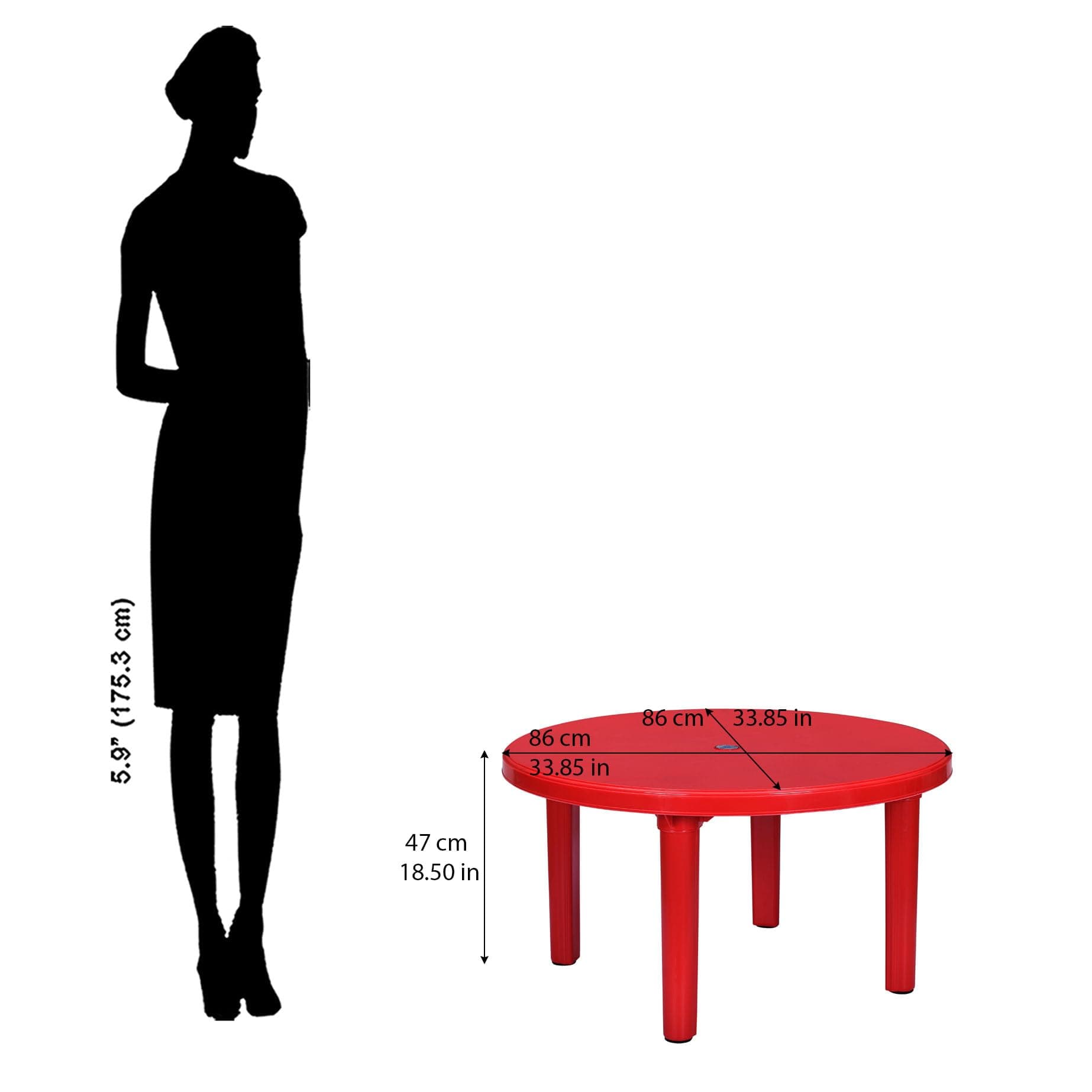 Nilkamal Meridian Strong & Durable Plastic Table for Kids | Use for Playing, Studying | Dining Breakfast Table for Eating & Multipurpose | Laptop Desk |Bright Red