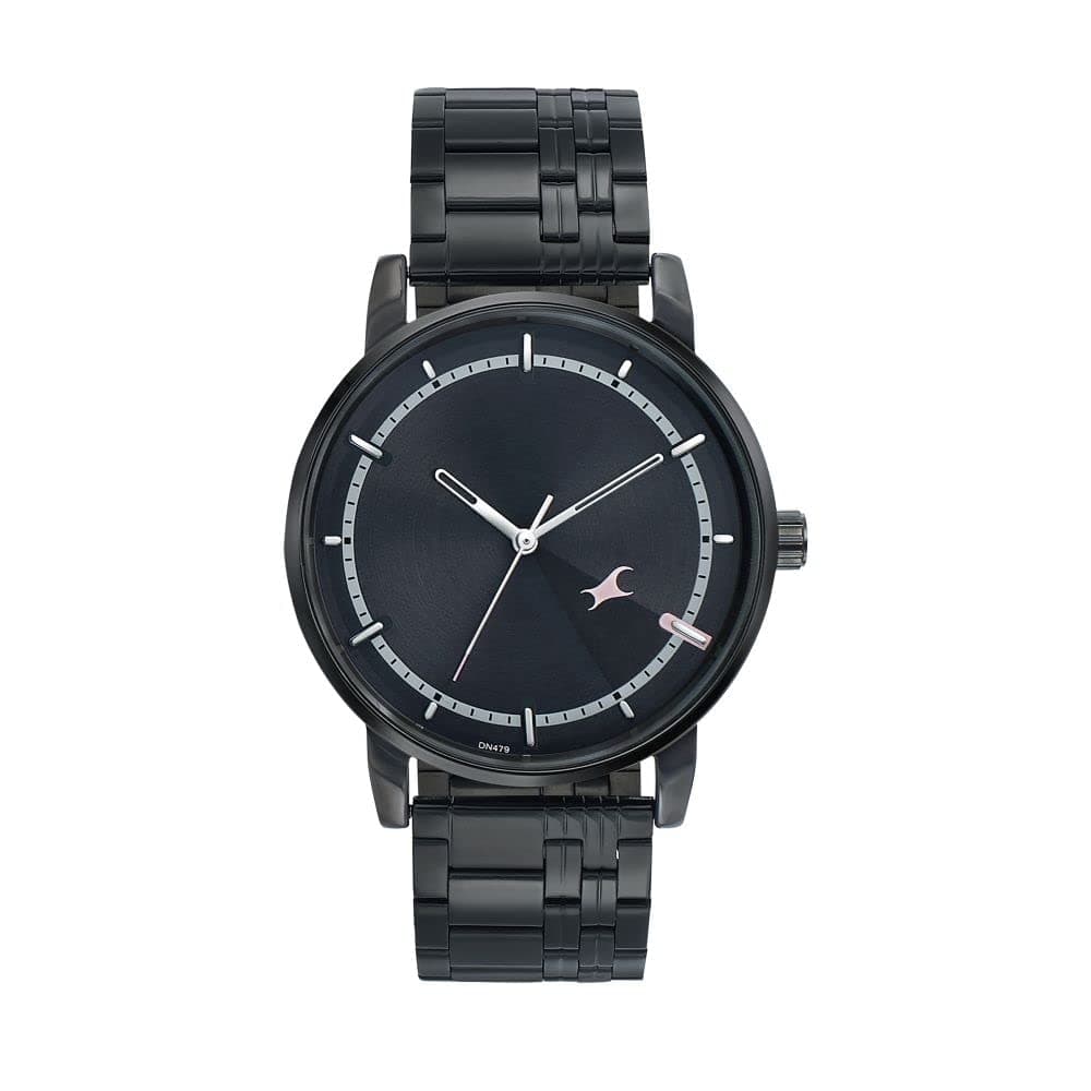 Fastrack Style Up Quartz Analog Black Dial Black Stainless Steel Strap Watch for Guys - 3278NM01