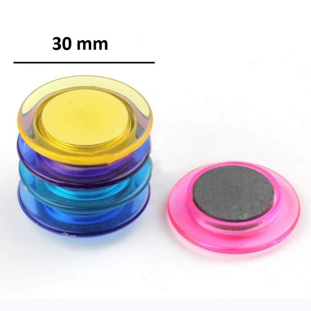 AmigozZ Colorful Translucent Magnet for Fridge, Magnetic White-Boards - Stick Notes, Photos, Charts and More (Size 30mm) (Set of 10)