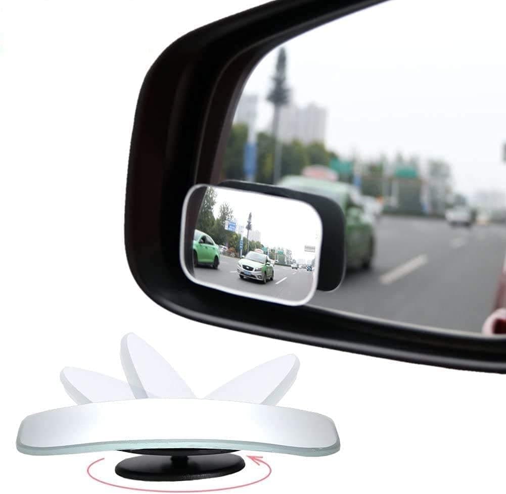 Detachi 3R Car Wide Angle Blind Spot Rear Mirror Rectangle Convex 360 Degree (2 Pcs) for Car