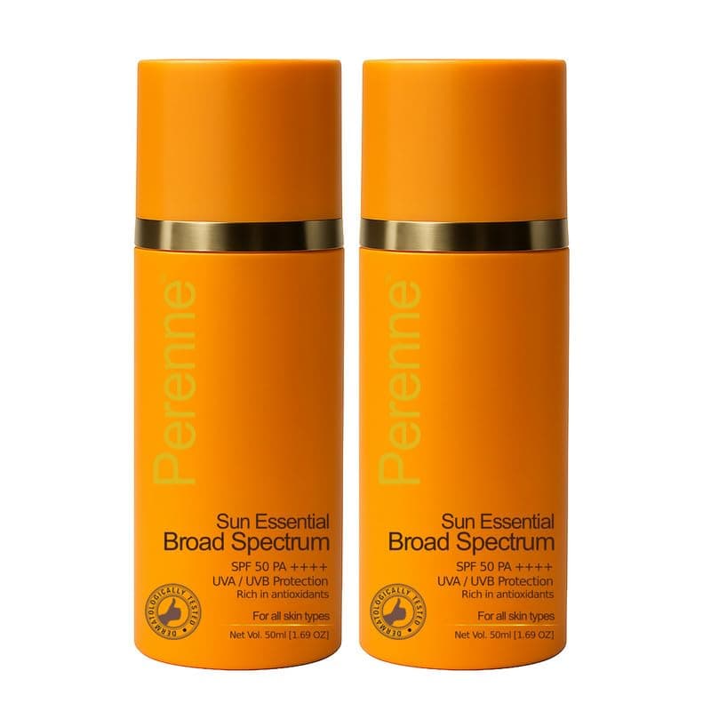 Perenne Sunscreen Gel Cream Combo SPF 50 PA++++ | Broad Spectrum UVA & UVB Protection | Non-Sticky, Anti-Tanning, Anti-Ageing | For All Skin Types | Men & Women | 50gm x 2