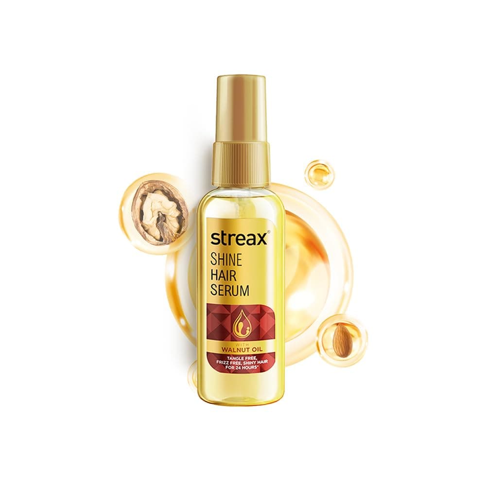 Streax Hair Serum 50ml, Hair serum for Dry & Frizzy Hair,for Women & Men, for Curly Hair, Wavy Hair, Straight Hair, Silk & Shine Vitalised with Walnut Oil