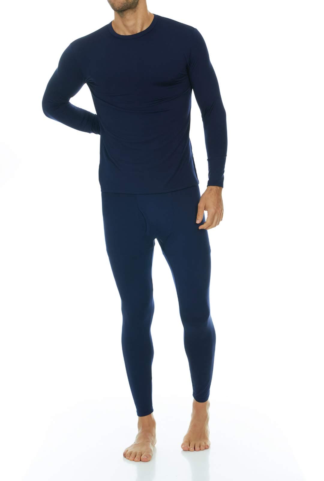 Men s Ultra Soft Thermal Underwear Long Johns Set with Fleece Lined Navy Small